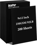 OcePor 200 Sheets Black Cardstock 9” x 12”, 92lb/250gsm Black Card Stock