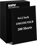 OcePor 200 Sheets Black Cardstock 9” x 12”, 92lb/250gsm Black Card Stock by OcePor