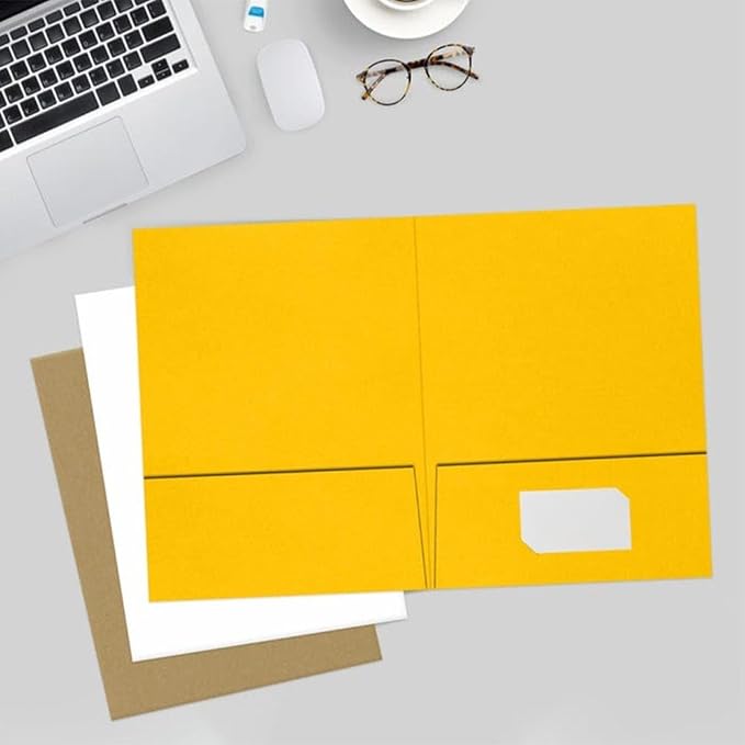 LUXPaper 9" x 12" Presentation Folders | Two Pocket | Sunflower Yellow | 100lb. - Image 6