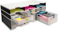 Desktop Organizer 6 Letter Tray Sorter Plus Riser Base, 3 Supply & 3 Storage by UltimateOffice