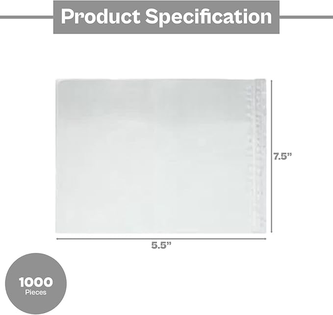 PSBM 1000 PCS 7.5 x 5.5 Inch Clear Blank Packing List Envelopes, Shipping - Image 3