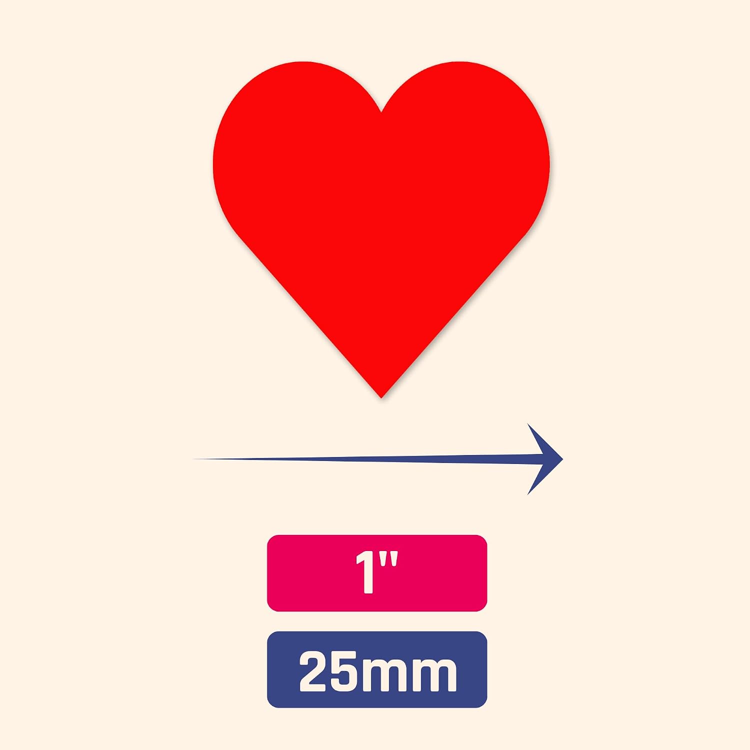 1200 Pack, 1" Red Heart Stickers Labels - 50 Sheets