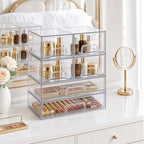 tipgo clear stackable storage drawers, acrylic bathroom makeup, side view