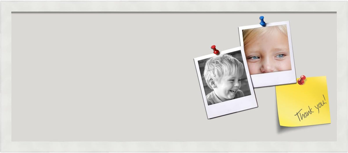 PinPix 30x12 inch Cork Bulletin Board. This Decorative Framed Pin Board Comes...