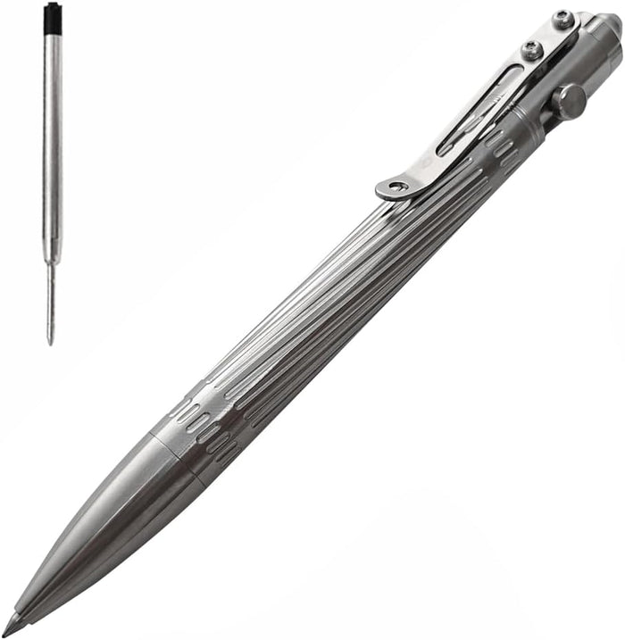 Cool Hand Titanium Alloy Bolt Action Pens, with a Refill, 5.35'' Silver