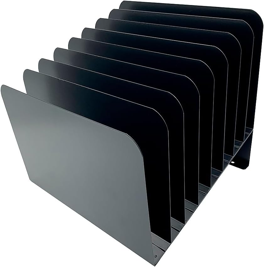 Huron Steel Wire Adjustable Vertical 8-Slot Desk File Binder Organizer Storage