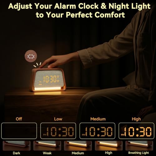 vivilumens alarm clock with white noise machine night on a desk or shelf