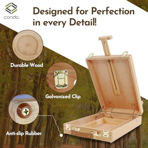 conda premium wooden sketch box easel - adjustable, package contents