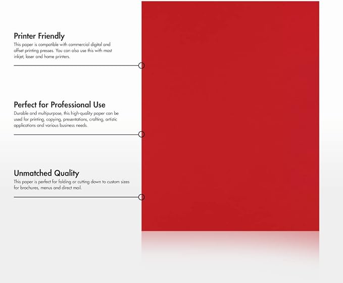 LUXPaper 8.5" x 11" Paper | Letter Size | Ruby Red | 80lb. Text | 500 Qty - Image 8