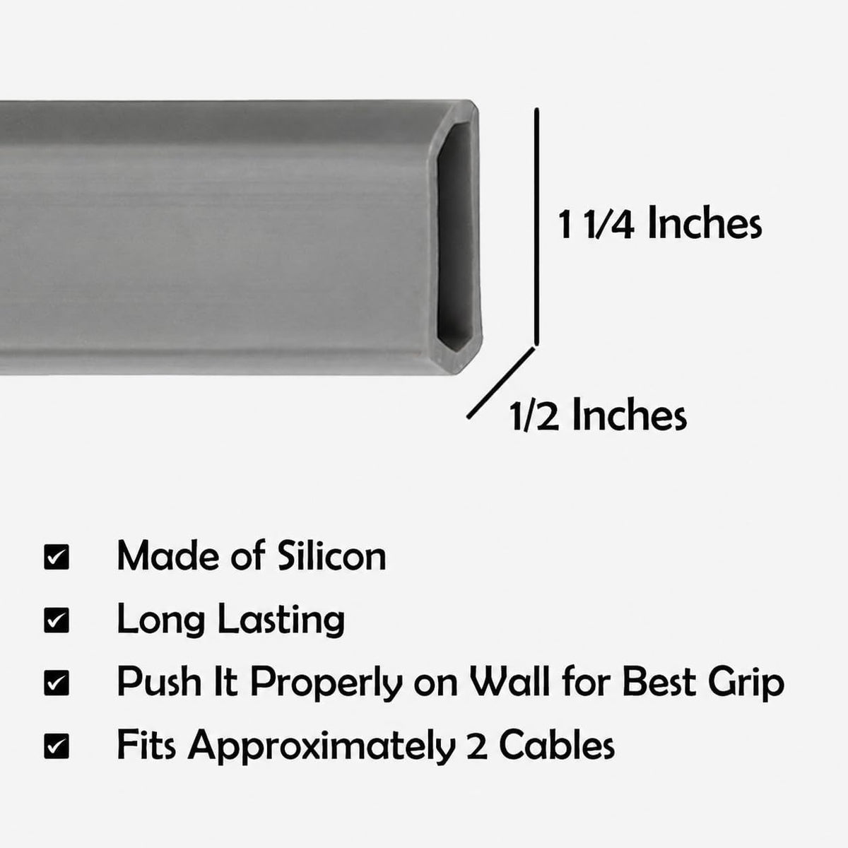 RUBBER BOND TV Cord Hider, Wall Cable Cover, Self Adhesive, Grey, 10 Feet