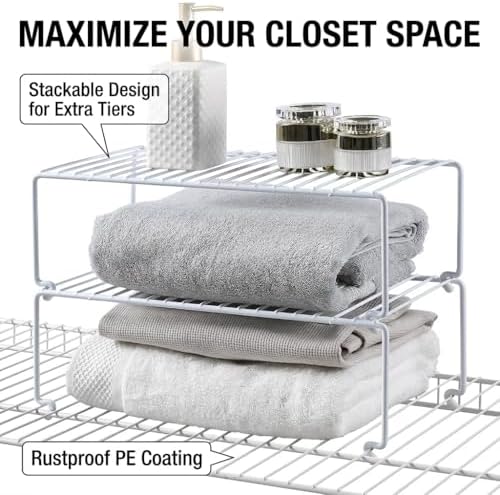 4-Pack Kitchen Cabinet Shelf Riser - Stackable Cupboard Organizer & Wire ...