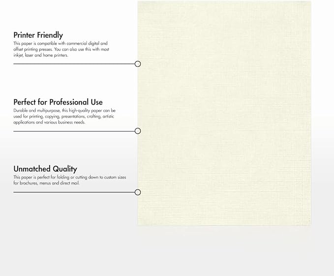LUXPaper 8.5" x 11" Classic Linen Paper | Letter Size | Natural White | 70lb. - Image 8