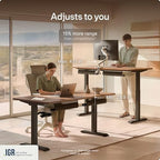 Desktronic HomeOne Standing Desk 60x30 — Ergonomic Sit Stand Home Office Desk, Made in Europe, Electric Dual Motor Height Adjustable, USB & USB-C Charging, Wobble-Free, Touchscreen, 3 Memory Presets