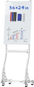 Mobile Glass Whiteboard, 24 x 36 inch Glass Board/w Height Adjustable, Large by MifuroOfficeProduct