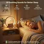 wood grain alarm clock with sunrise lamp &, side view