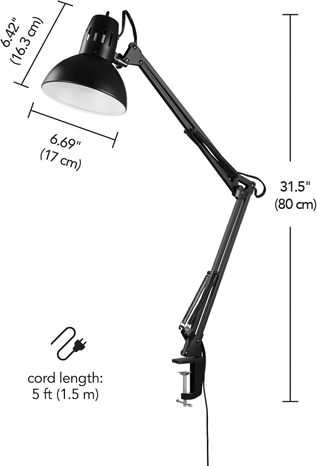 globe electric 56963 31.5" multi-joint desk lamp with on a desk or shelf