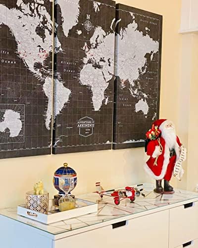 Conquest Maps World Travel Map with Pins Modern Slate Style Push Pin Travel M...
