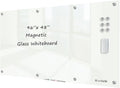 J&J worldwide Magnetic Glass Whiteboard 8' x 4', 96 x 48 Inches Large Frameless