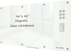 J&J worldwide Magnetic Glass Whiteboard 8' x 4', 96 x 48 Inches Large Frameless