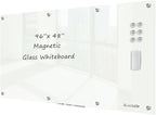 J&J worldwide Magnetic Glass Whiteboard 8' x 4', 96 x 48 Inches Large Frameless by JJworldwide