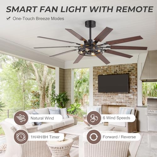 60 inch farmhouse ceiling fans with rustic lights, package contents