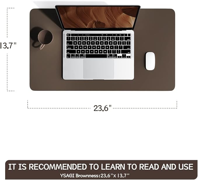 YSAGi Non-Slip Leather Desk Pad, Waterproof Laptop Computer Desk Keyboard Mat - Image 3