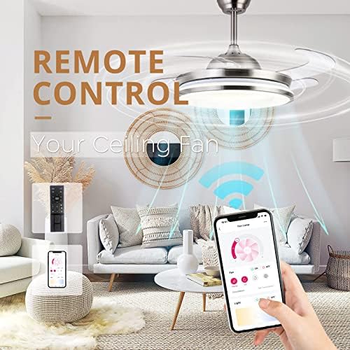 sterren retractable ceiling fans with lights,42 inch modern, close-up detail