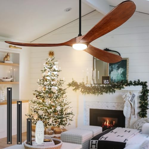 60" outdoor ceiling fans with lights and remote, front angle view