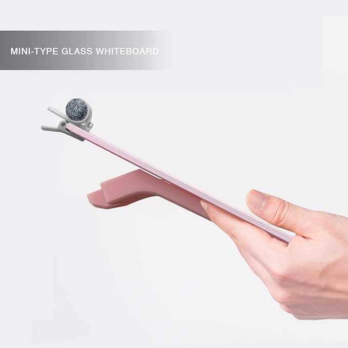 Pink Mini Desktop Pure Glass Whiteboard, Small Slope Slick Desk Whiteboard Glass - Image 4