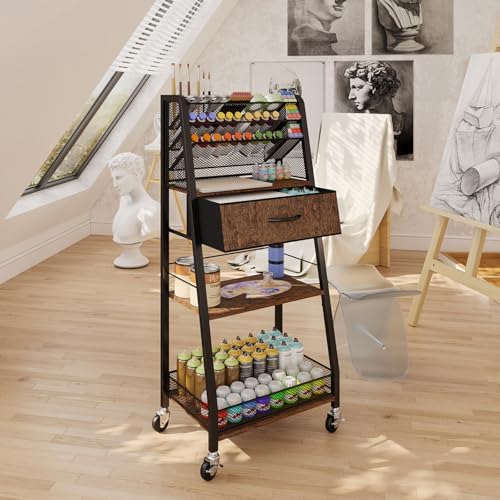 homsorout 3 tier rolling cart - metal utility on a desk or shelf