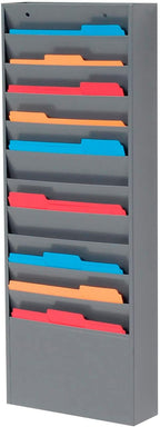 Global Industrial Steel Medical Chart Hanging Wall File Holder, 11 Pockets - Image 2