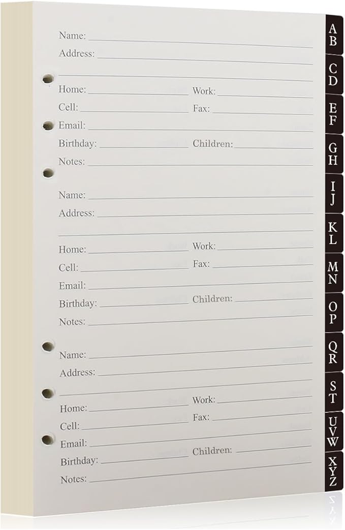 Happyaokeland Address Book Refill Pages 648 Contacts Durable Dividers by Happyaokeland