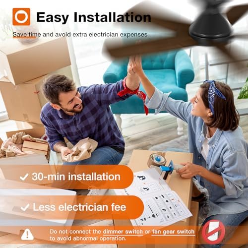 addlon 42 inch black low profile ceiling fans, front angle view