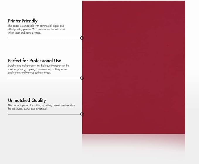 LUXPaper 8.5" x 11" Paper | Letter Size | Garnet Red | 80lb. Text | 1, 000 Qty - Image 8