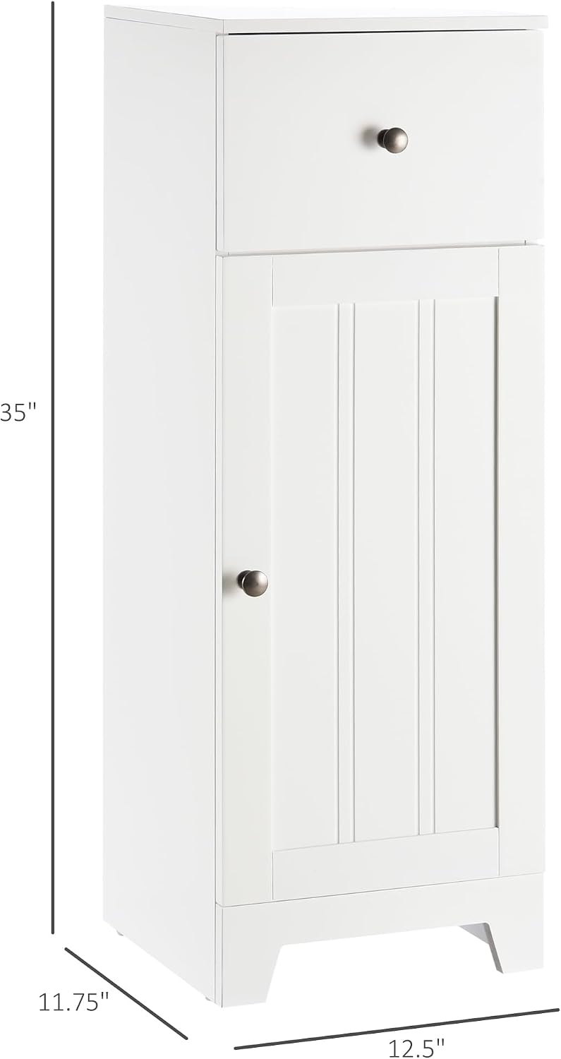 kleankin Short Bathroom Storage Cabinet with Adjustable Shelf, White