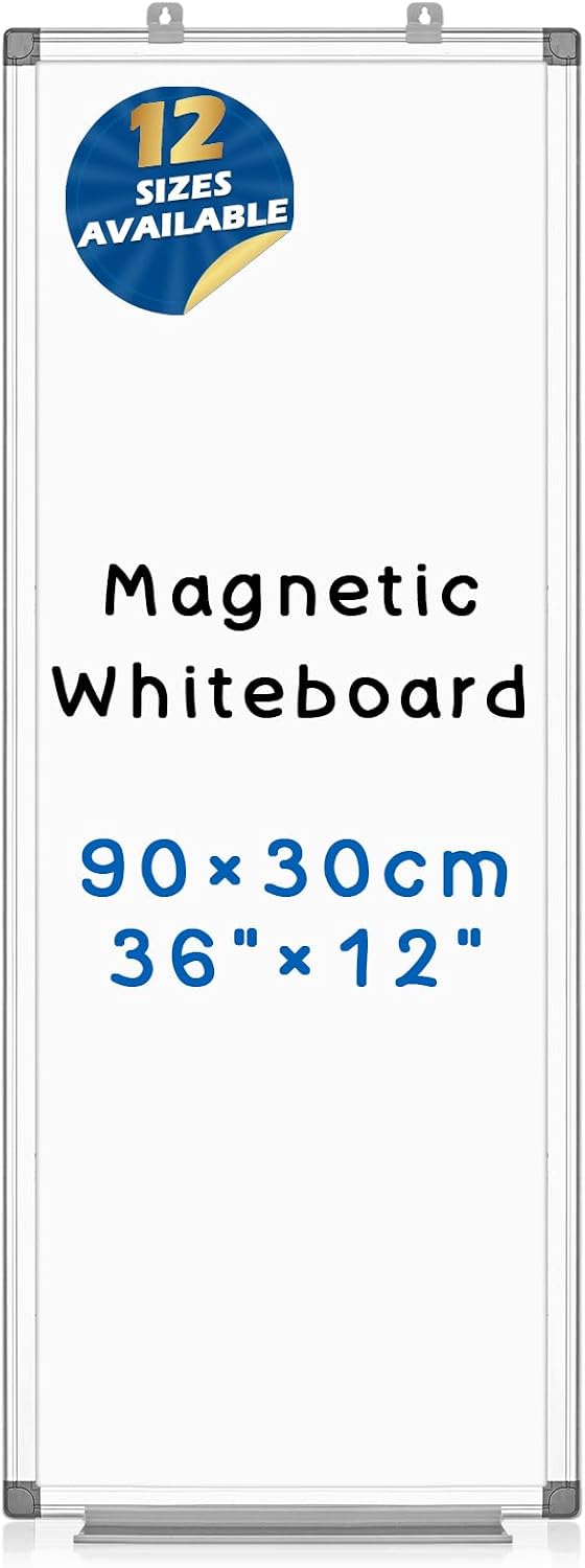 SWANCROWN Magnetic White Board, 36 x 12 in, Long Whiteboard Wall Hanging