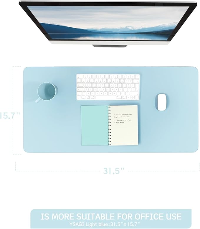 YSAGi Non-Slip Leather Desk Pad, Waterproof Laptop Computer Desk Keyboard Mat - Image 5
