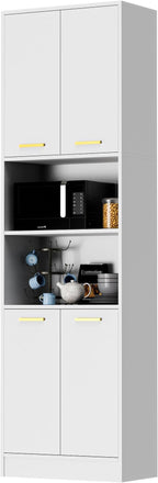 Cozy Castle Kitchen Pantry Cabinet, 4 Doors Open Countertop Utility Hutch - Image 8