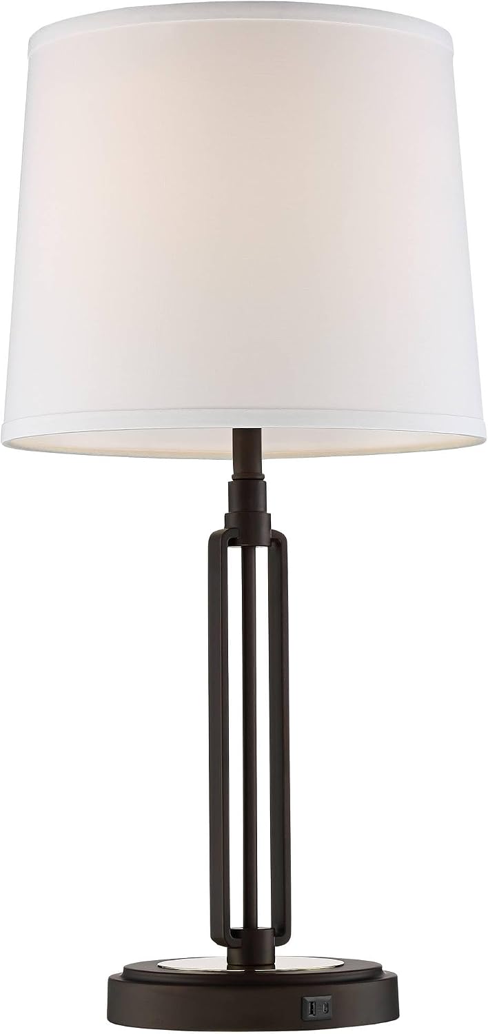 Javier 24 1/2" High Table Lamp USB and Outlet Bronze Brown Plug