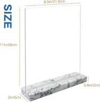 vrupin 2 Pack 8.5x11 Acrylic Sign Holder, Acrylic Frame Natural Marble Base - Image 2