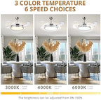 sterren retractable ceiling fans with lights,42 inch modern, side view