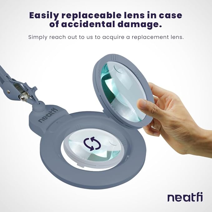 Neatfi XL Bifocal LED Magnifying Lamp, 7-Inch Acrylic Lens, 5D/20D Magnification - Image 6