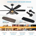 hounberi 52 inch farmhouse ceiling fan with light shown in use