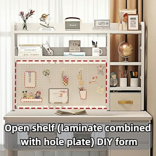 Desktop Bookshelf, pegboard Storage and Organization Rack, Dorm Desk Shelf, D...