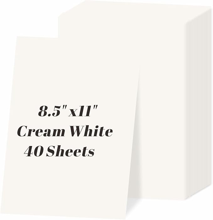 40 Sheets Cream Cardstock 8.5" x 11", 85lb/230gsm Ivory Card Stock, Off White by Keketer