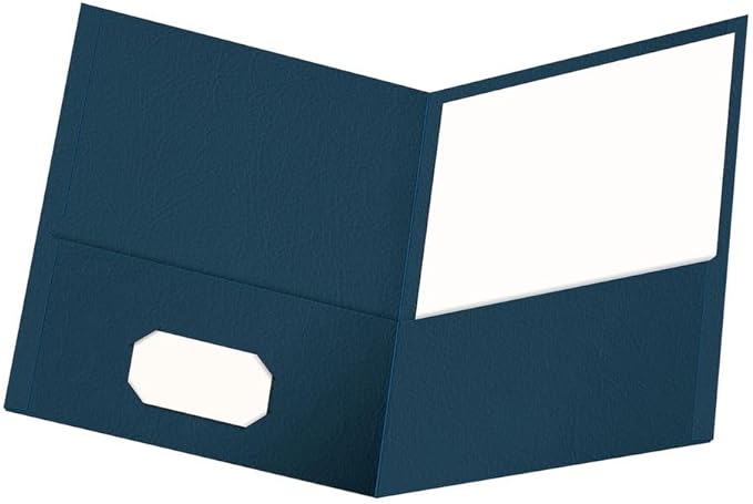 Oxford Twin-Pocket Folders, Textured Paper, Letter Size, Dark Blue, Holds 100 by Oxford