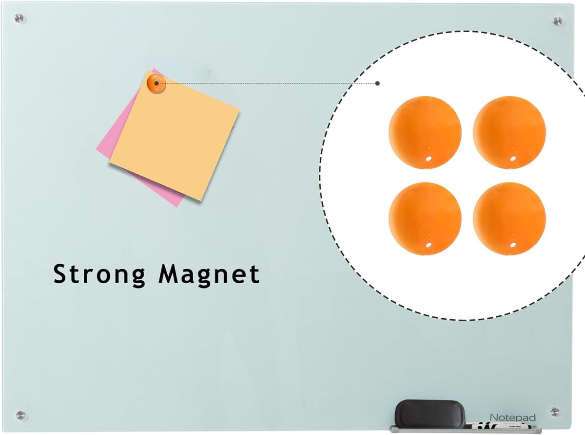 Notepad Glass Whiteboard 36 * 72Inches Magnetic Wall Mounted Frameless Glass ...