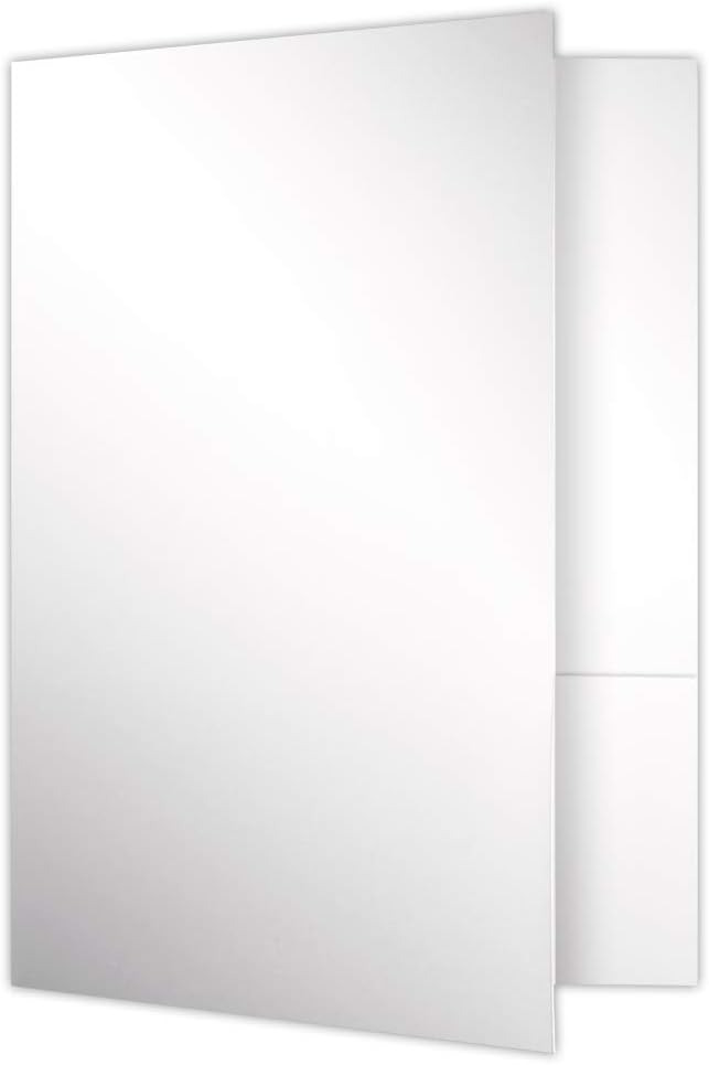 LUXPaper 9" x 12" Presentation Folders | Two Pocket | White Gloss | 14pt. Cover by LUXPaper