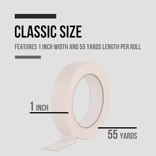 Lichamp Masking Tape 1 inch, 4 Pack General Purpose Beige White Masking Tape - Image 4