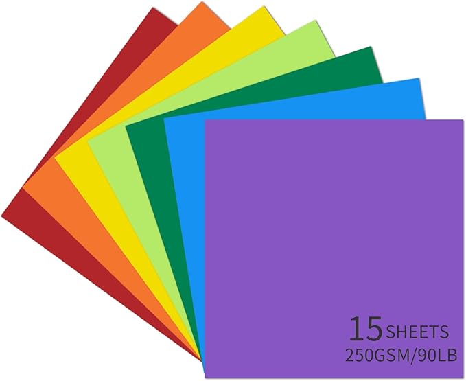 15 Sheets Colored Cardstock 12"x12", 250gsm/90lb Heavyweight Cover Cardstock by Bazyrock
